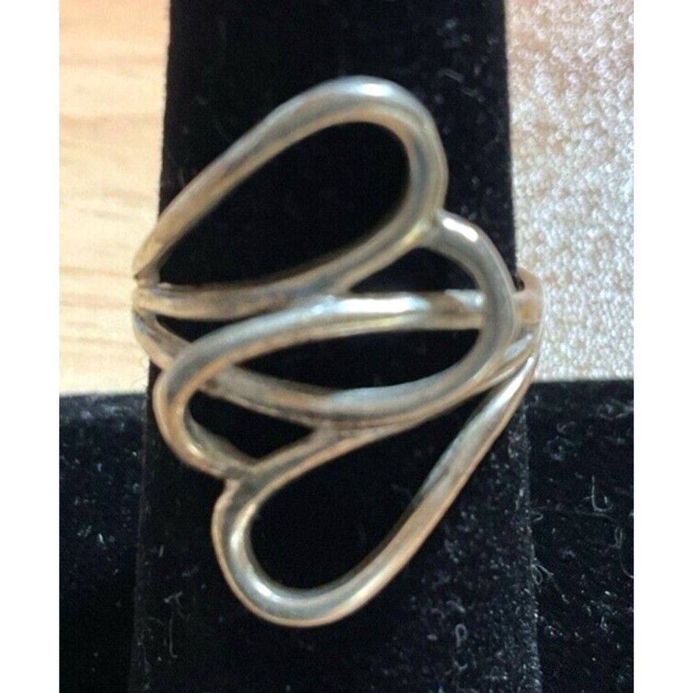 Vintage Handmade Abstract Swirly Cut Out Sterling Silver Ring Unisex Size 6.5